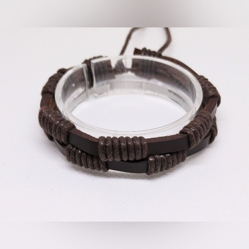 Men's bracelet leather‎ layered brown new e13